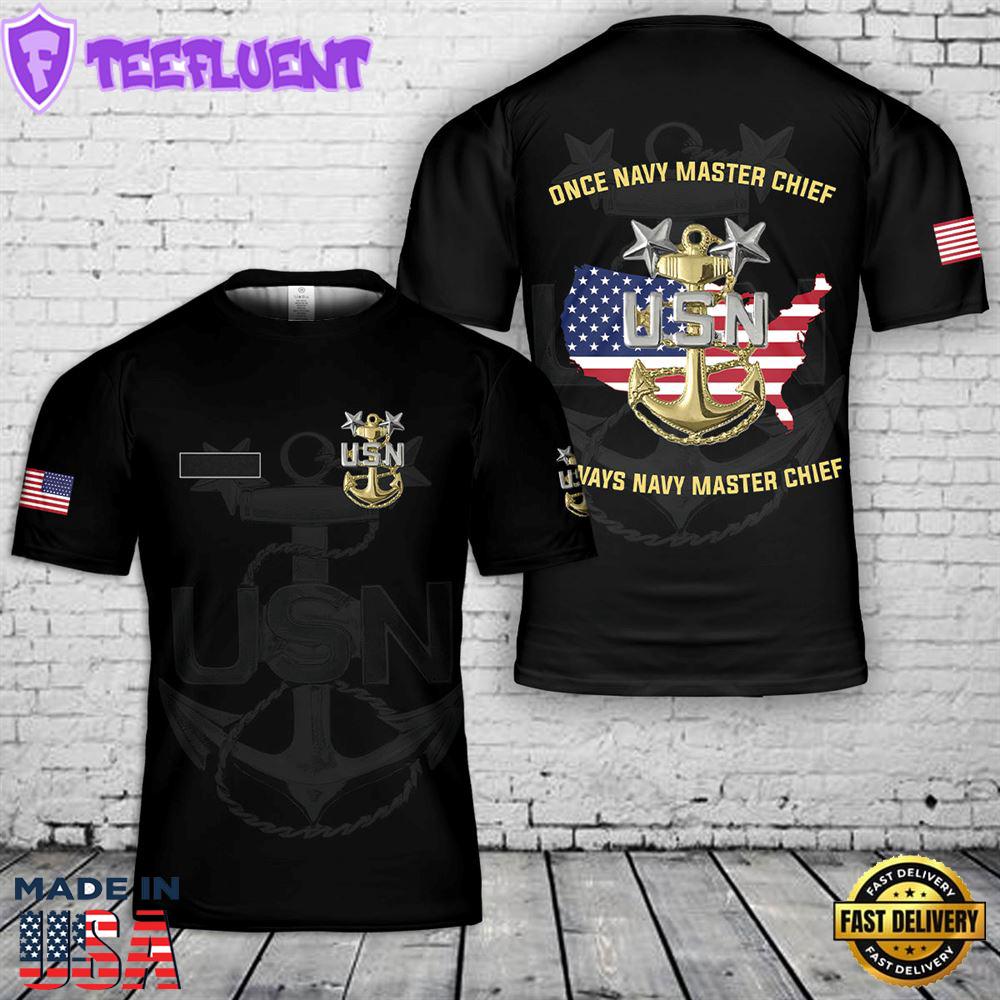Custom Name US Navy Master Chief T-Shirt 3D