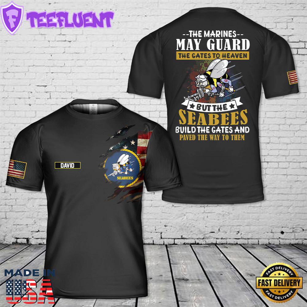 Custom Name US Navy Seabee 3D T-Shirt