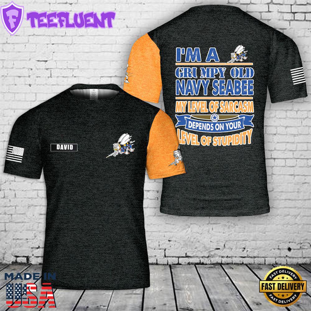 Custom Name US Navy SEABEES Naval Construction Force (NCF) 3D T-Shirt