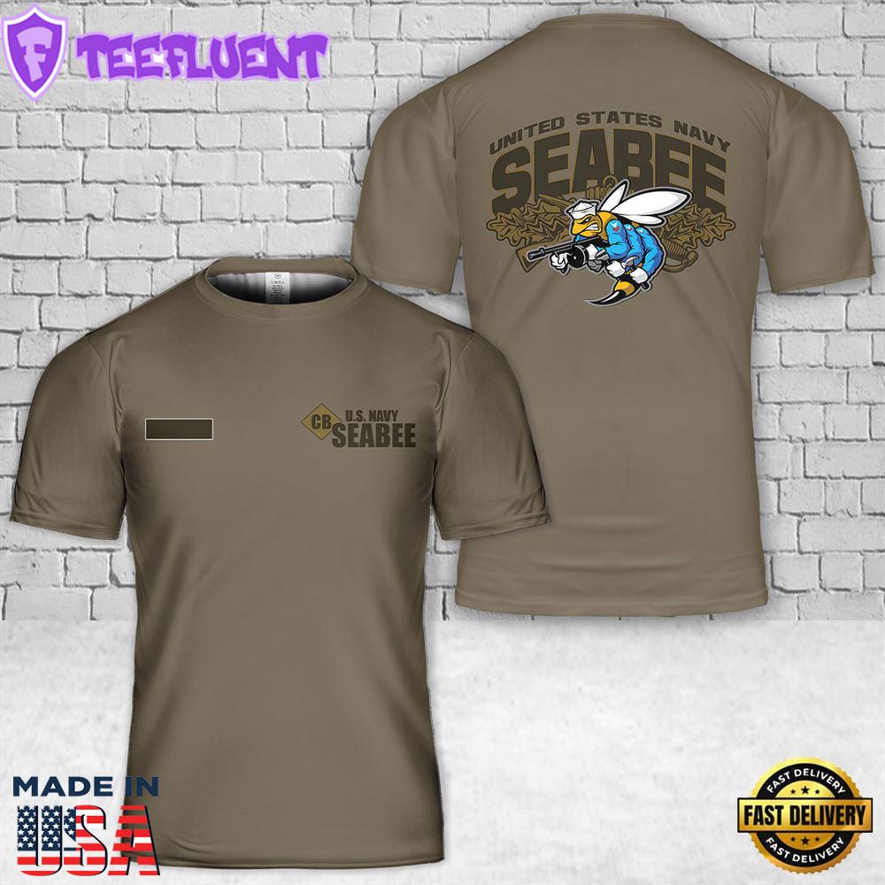 Custom Name US Navy SEABEES Naval Construction Force (NCF) T-Shirt 3D