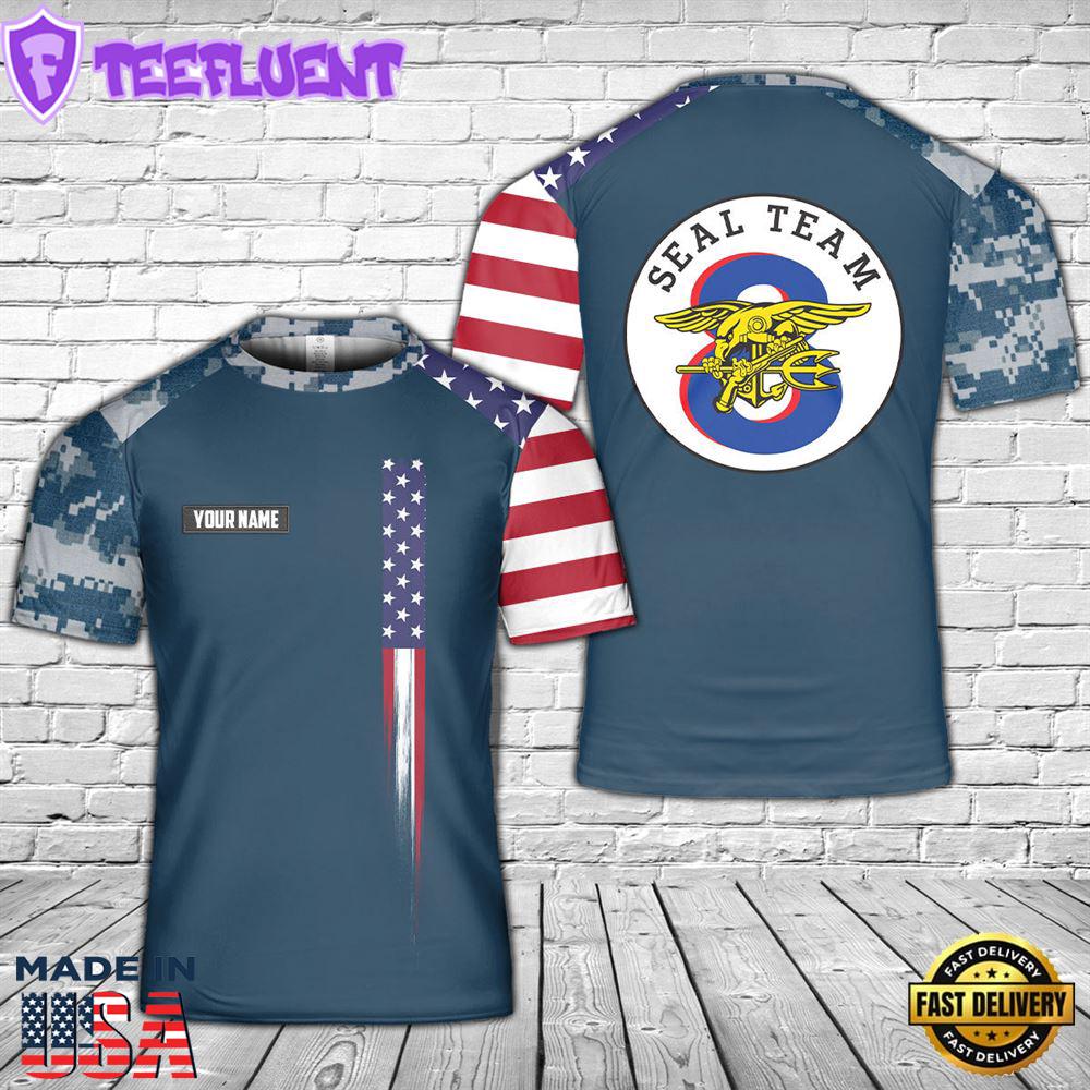 Custom Name US Navy SEAL Team 8 3D T-shirt