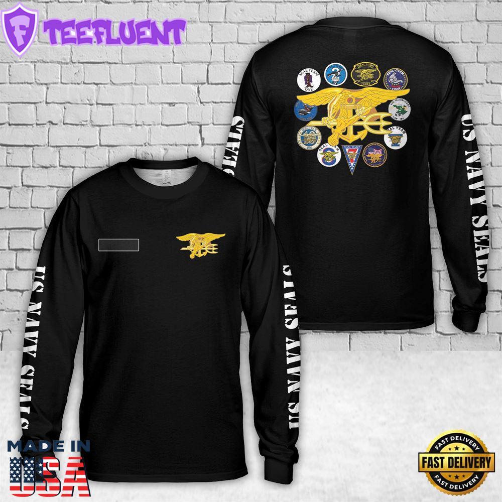 Custom Name US Navy Seals Long Sleeve Shirt
