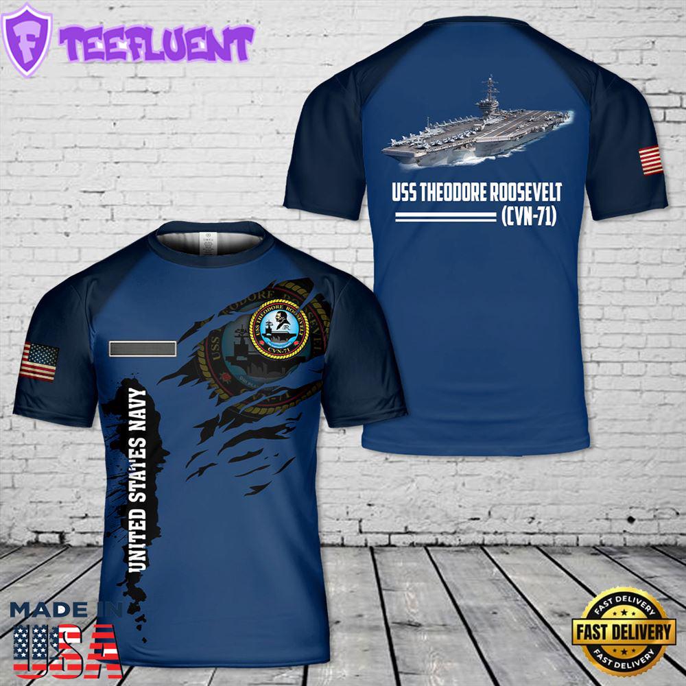 Custom Name US Navy USS (CVN-71) T-Shirt 3D