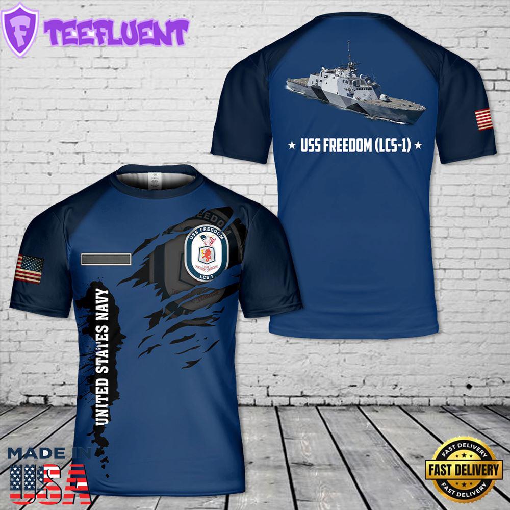 Custom Name US Navy USS (LCS-1) T-Shirt 3D