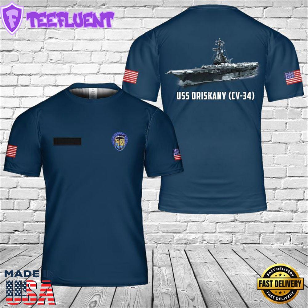 Custom Name US Navy USS Oriskany (CV-34) 3D T-shirt