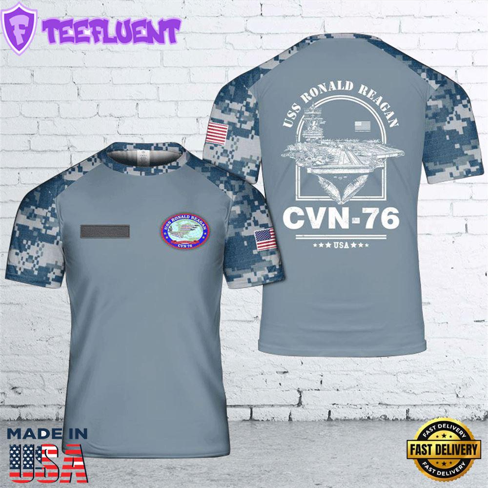 Custom Name US Navy USS Ronald Reagan CVN-76 3D T-shirt