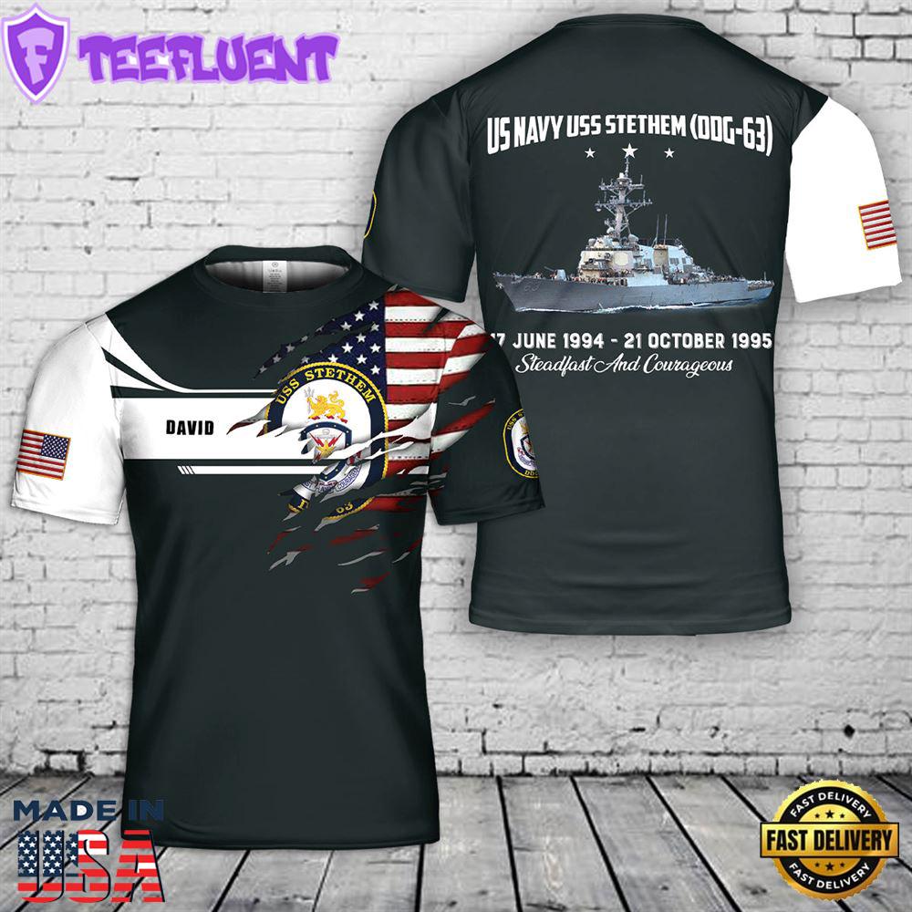 Custom Name US Navy USS Stethem (DDG-63) 3D T-Shirt