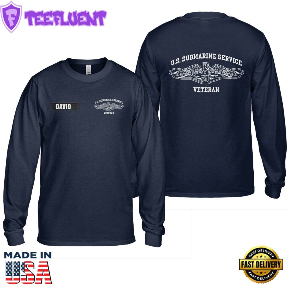 Custom Name U.S. Submarine Service Veteran AOP Long Sleeve Shirt