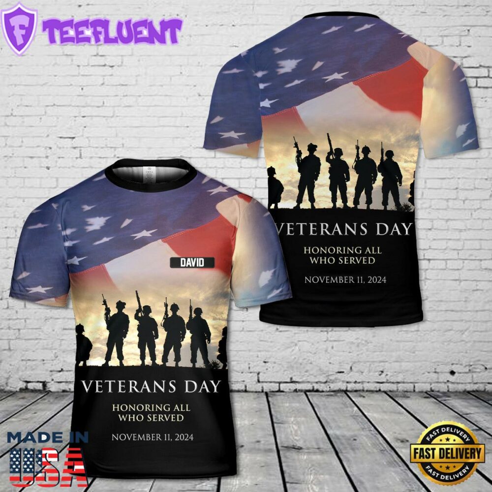 Custom Name US Veterans Day 3D T-Shirt