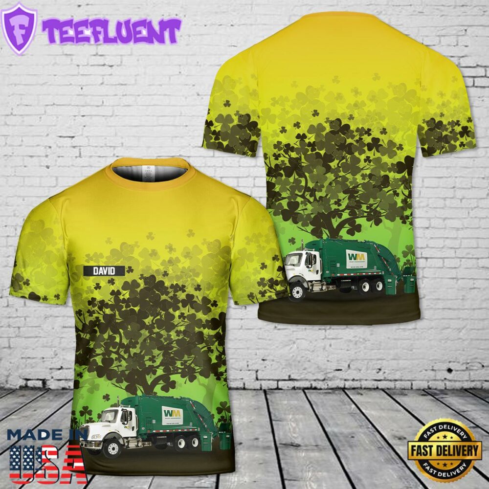Custom Name US Waste Management Garbage, Patrick's Day 3D T-Shirt