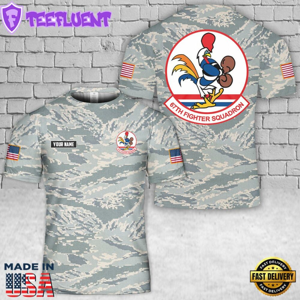 Custom Name USAF 67th Fighter Squadron 3D T-Shirt
