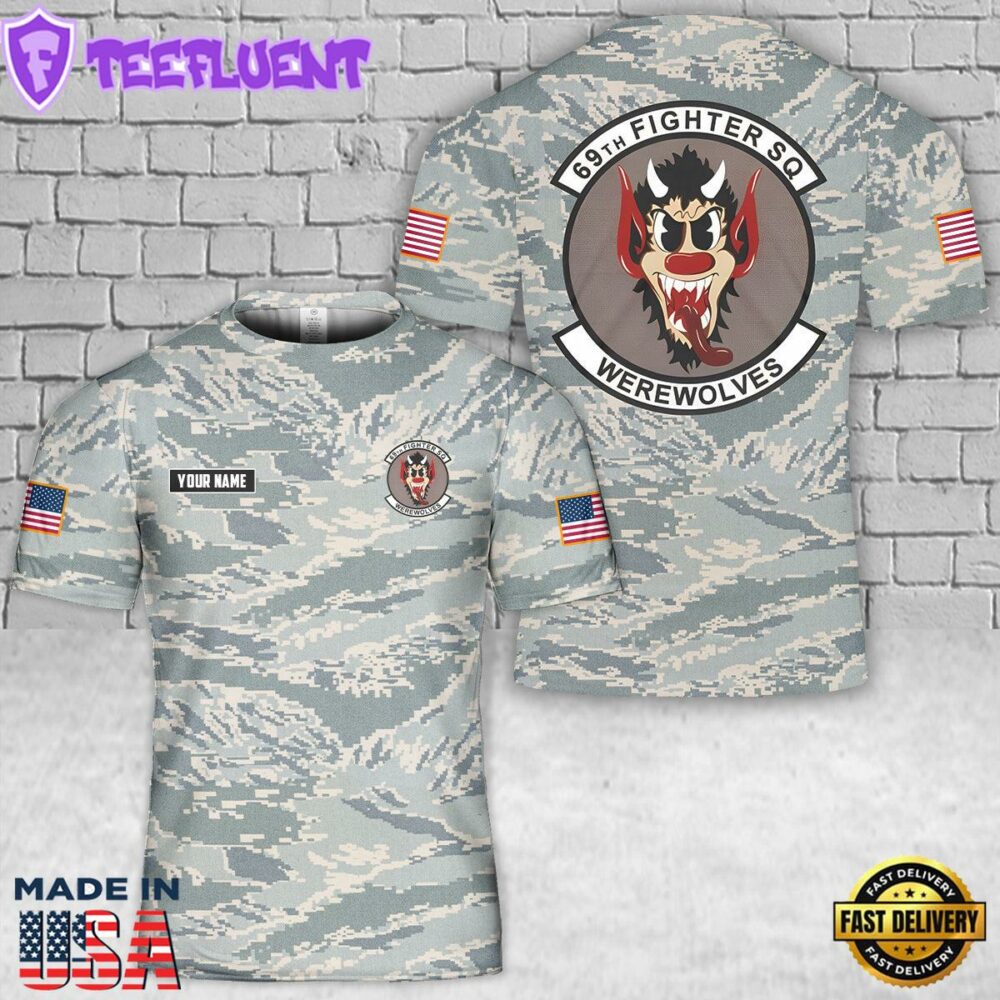 Custom Name USAF 69th Fighter Squadron 3D T-Shirt