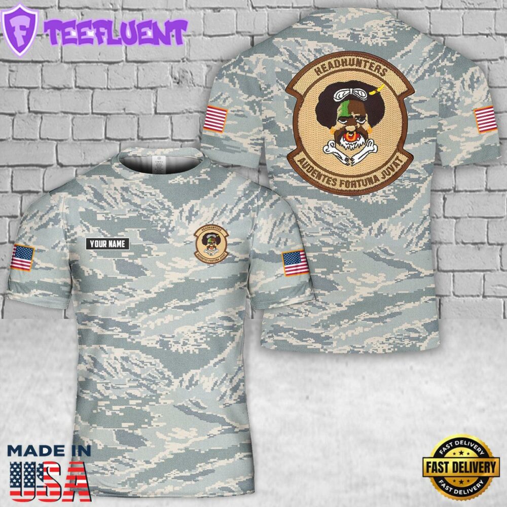 Custom Name USAF 80th Fighter Squadron Headhunters 3D T-Shirt