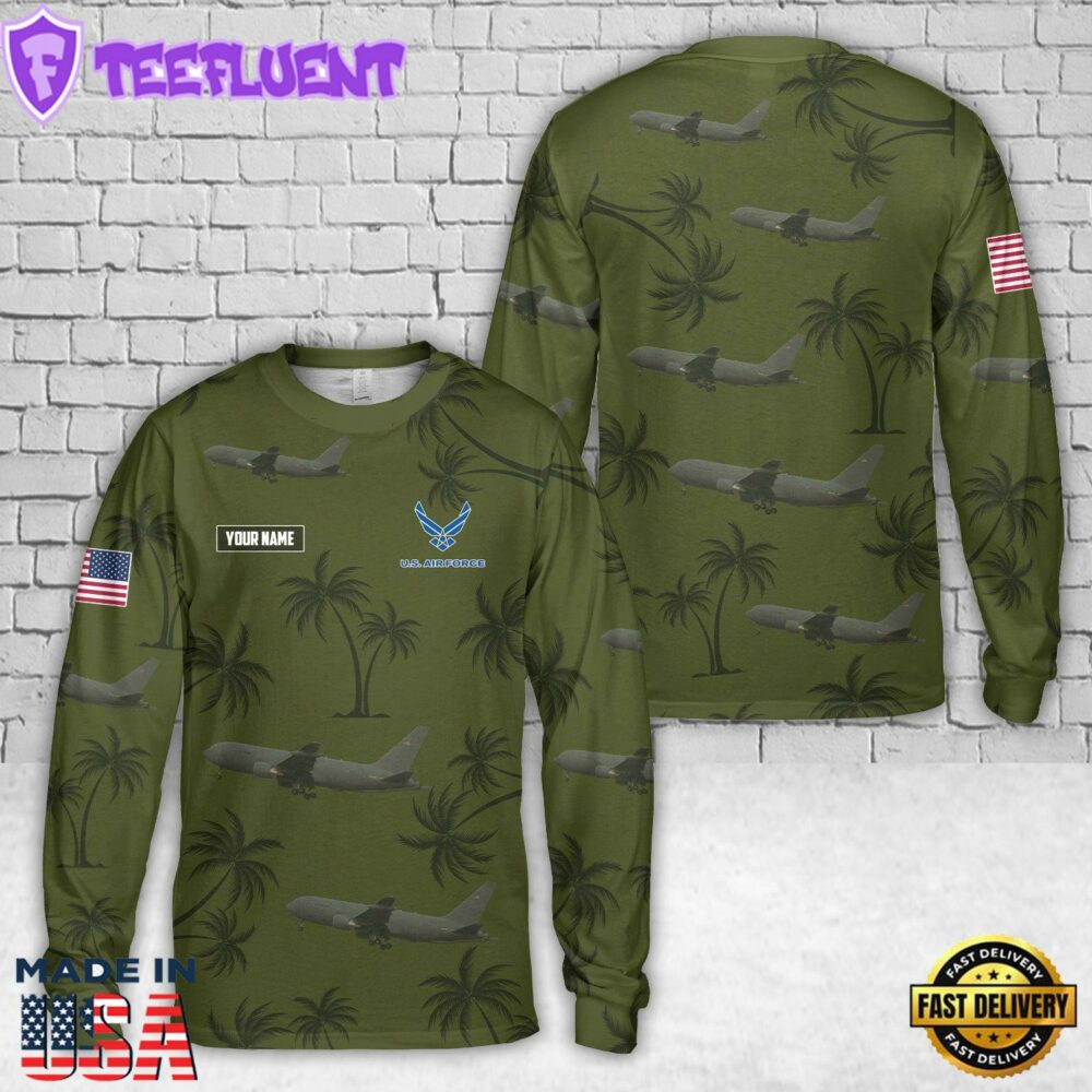 Custom Name USAF Boeing KC-46A Pegasus AOP Long Sleeve Shirt