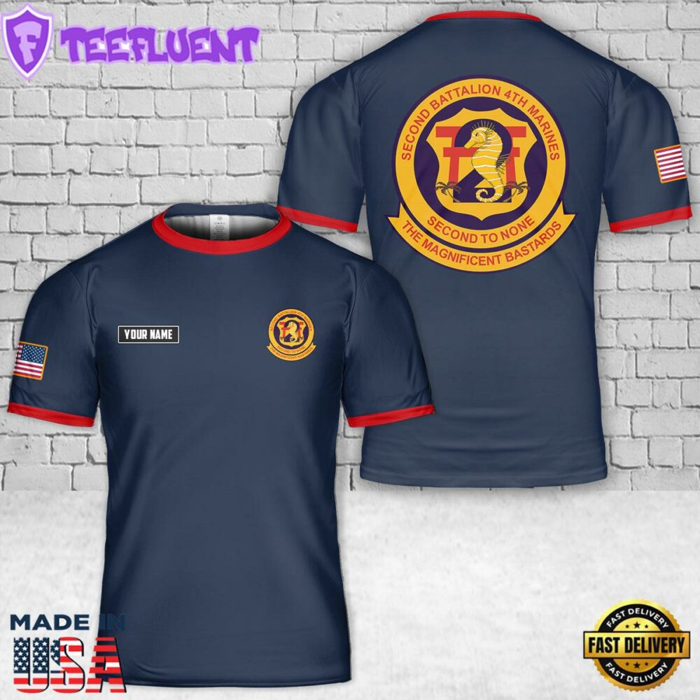Custom Name USMC 2nd Battalion, 4th Marines 3D T-Shirt
