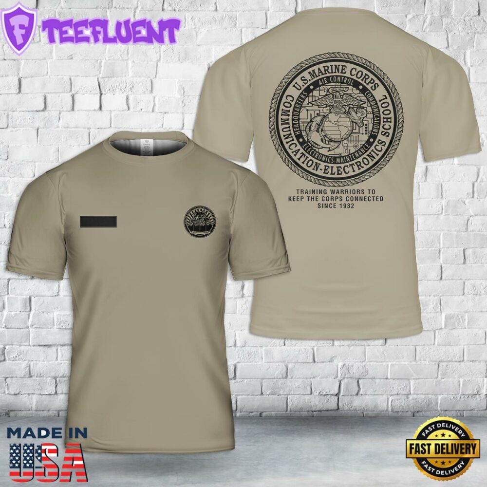 Custom Name USMC Comm School Twentynine Palms, CA T-Shirt 3D