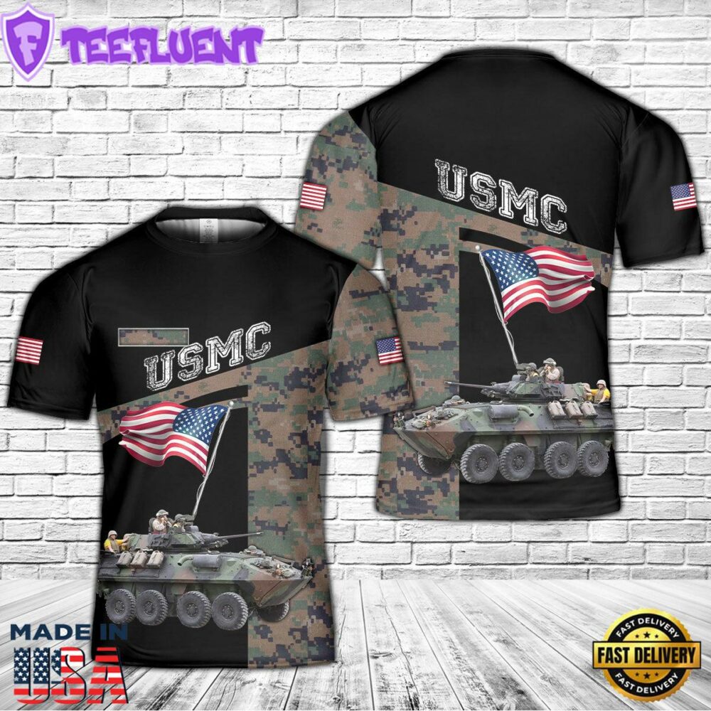 Custom Name USMC Light Armored Vehicle LAV-25 3D T-shirt