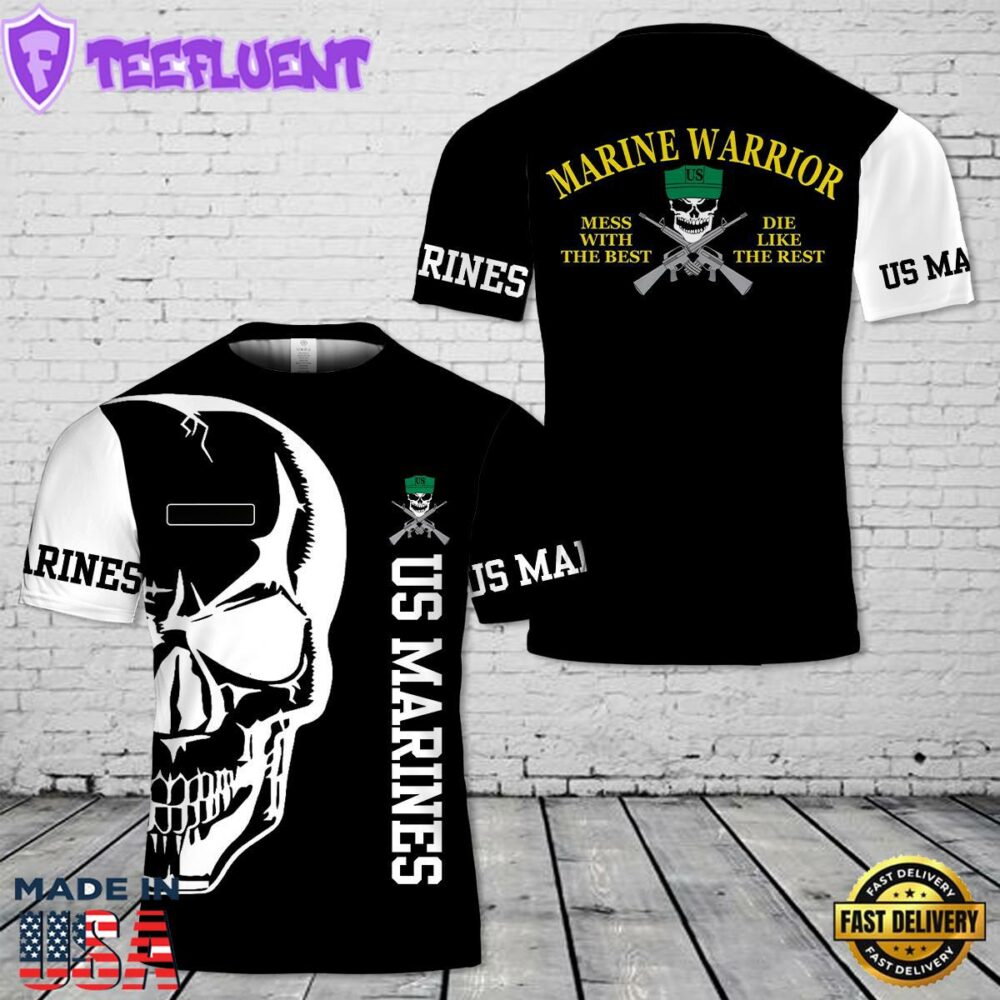 Custom Name USMC Mess With The Best 3D T-Shirt
