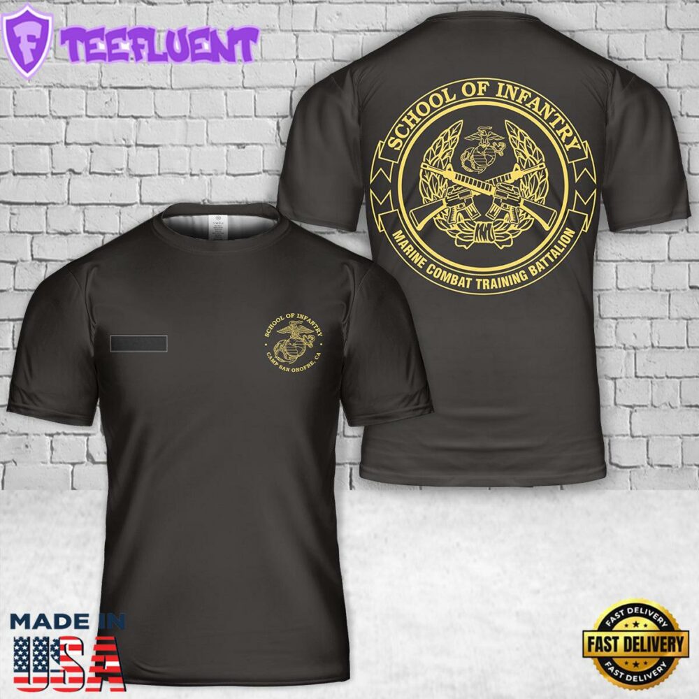 Custom Name USMC School of Infantry Camp San Onofre T-Shirt 3D