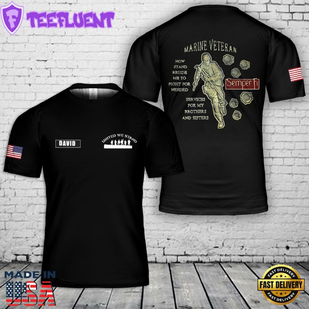 Custom Name USMC Veteran Semper Fidelis 3D T-Shirt
