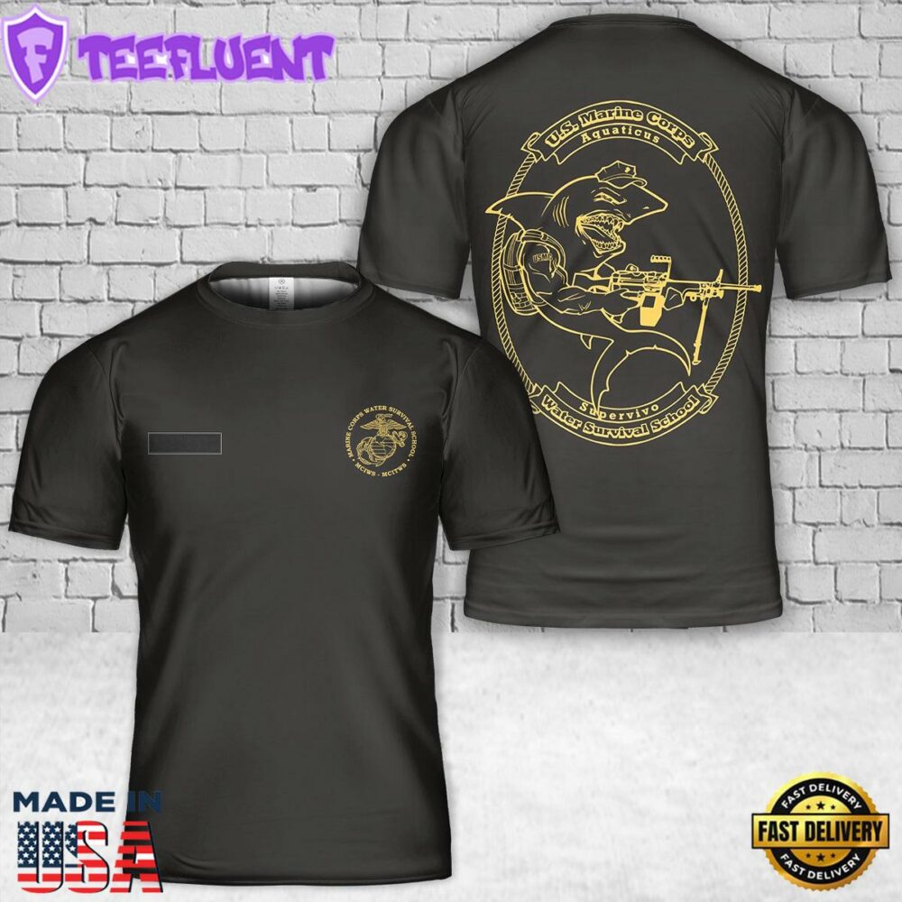 Custom Name USMC Water Safety Survival Instructor and Trainer T-Shirt 3D