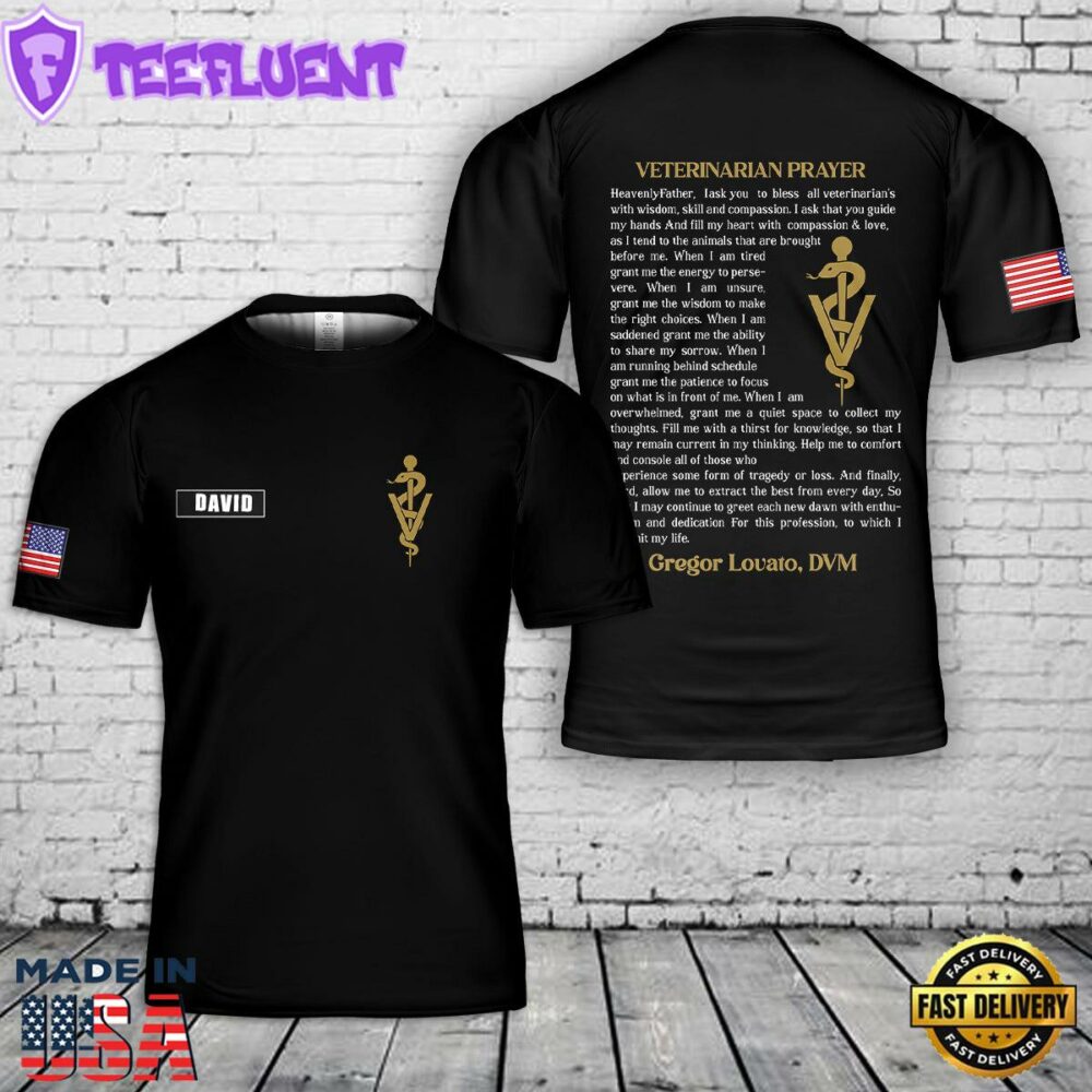 Custom Name Veterinarian Prayer 3D T-Shirt