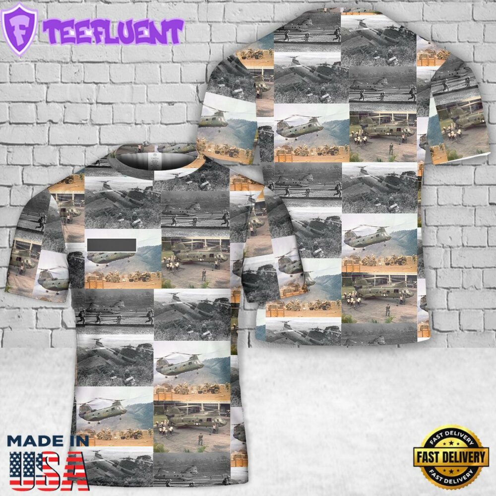 Custom Name Vietnam Era CH-46 Sea Knight Helicopter T-Shirt 3D