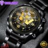 Custom Name Washington Commanders NFL 3D Men Black Stainless Steel Watch Gift For Fans