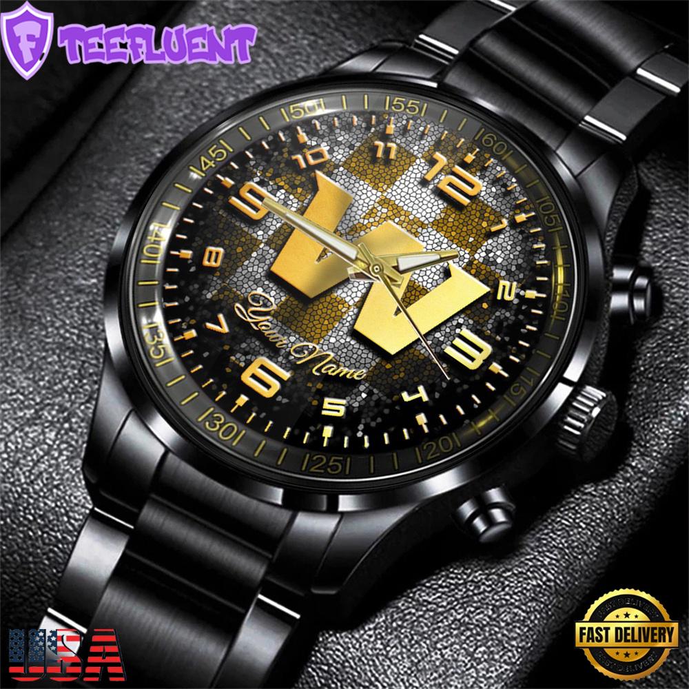 Custom Name Washington Commanders NFL 3D Men Black Stainless Steel Watch Gift For Fans