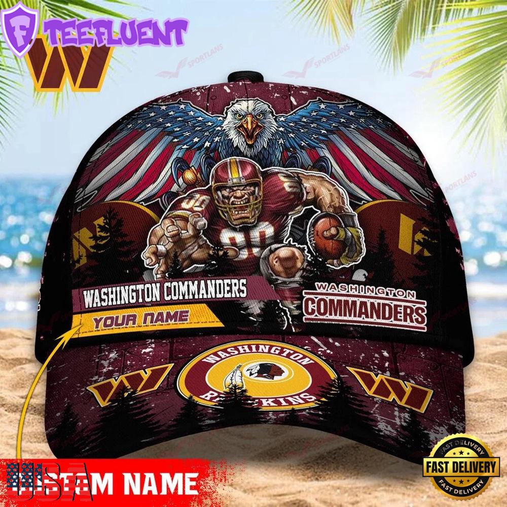 Custom Name Washington Commanders NFL Mascot Eagle Baseball Cap