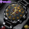 Custom Name Washington Commanders NFL Men Black Stainless Steel Watch Gift For Fans