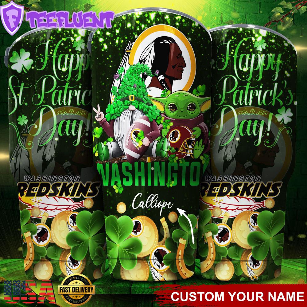 Custom Name Washington Redskins NFL Shamrock Happy Patrick Day Tumbler