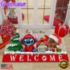 Custom Name Wisconsin Badgers Cute Stitch Welcome Christmas Doormat