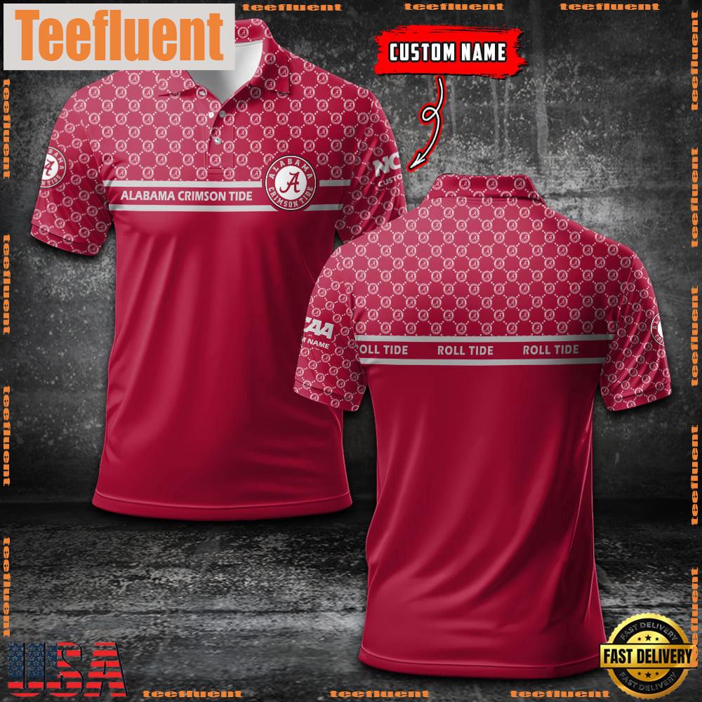 Custom NCAA Alabama Crimson Tide Team Logo Pattern Polo Shirt