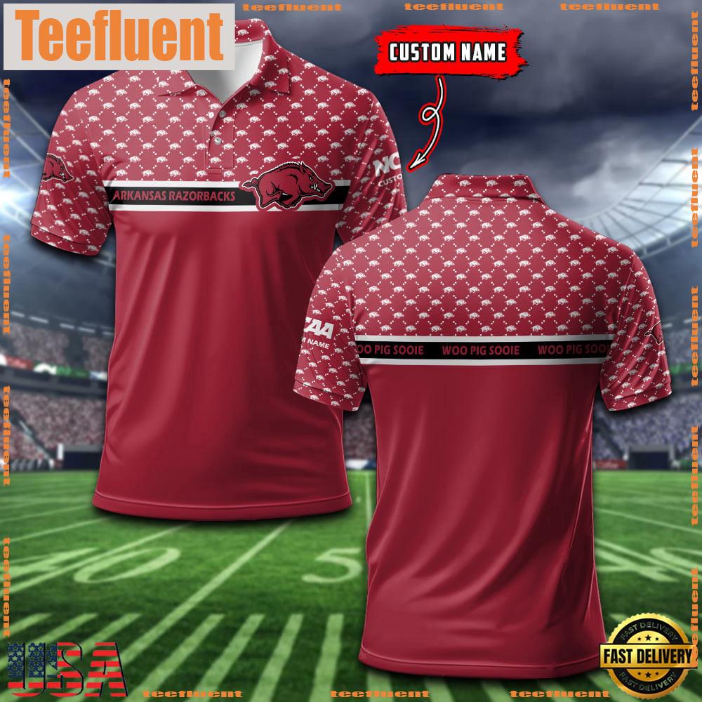 Custom NCAA Arkansas Razorbacks Team Logo Pattern Polo Shirt