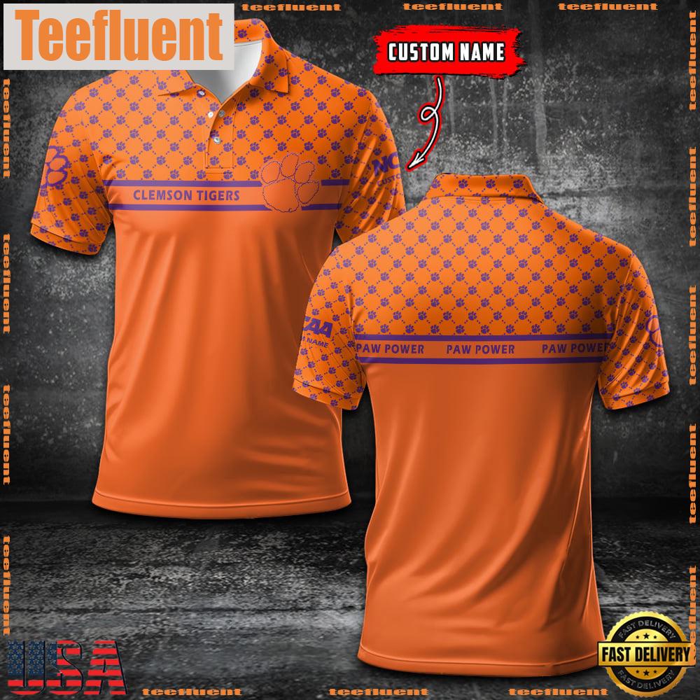 Custom NCAA Clemson Tigers Team Logo Pattern Polo Shirt