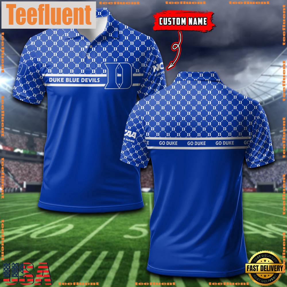 Custom NCAA Duke Blue Devils Team Logo Pattern Polo Shirt