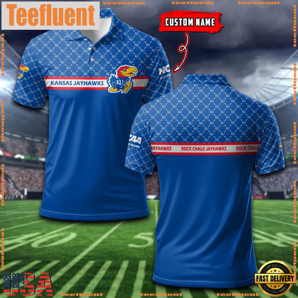 Custom NCAA Kansas Jayhawks Team Logo Pattern Polo Shirt