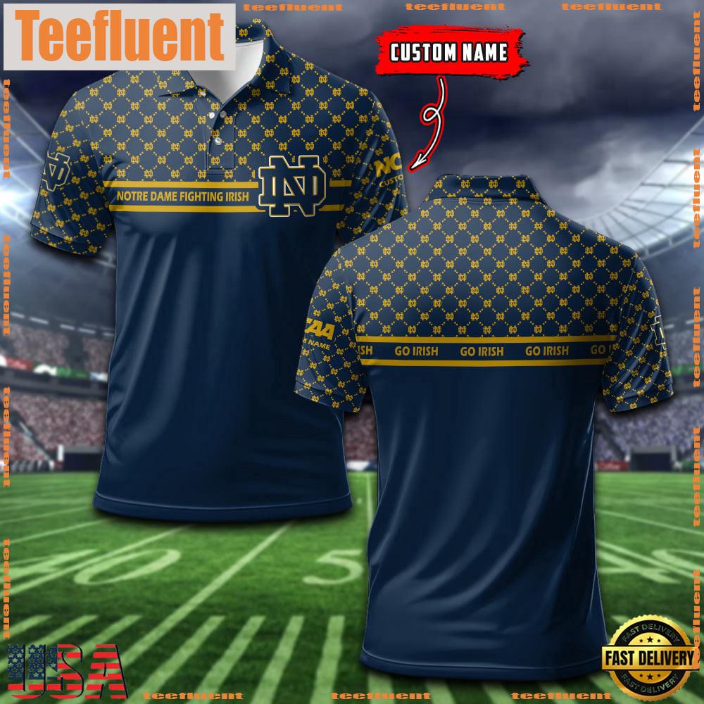 Custom NCAA Notre Dame Fighting Irish Team Logo Pattern Polo Shirt