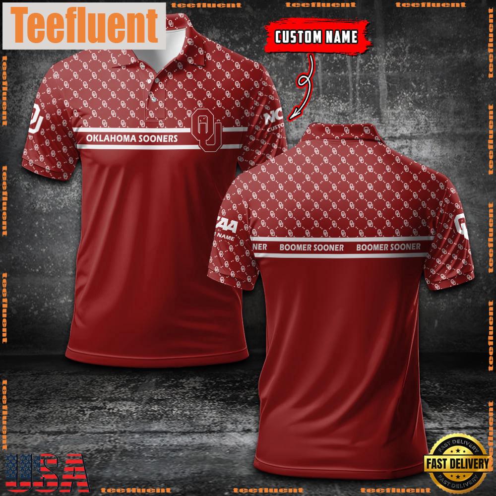 Custom NCAA Oklahoma Sooners Team Logo Pattern Polo Shirt