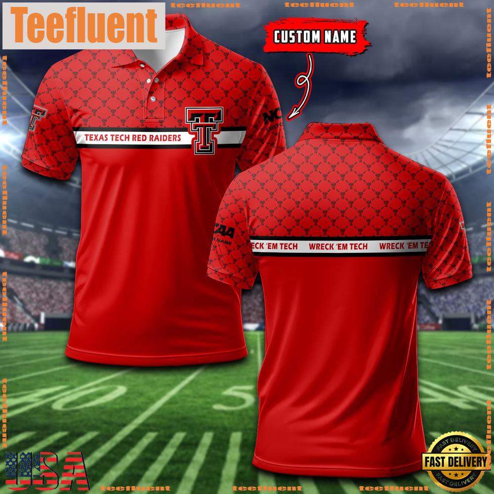 Custom NCAA Texas Tech Red Raiders Team Logo Pattern Polo Shirt