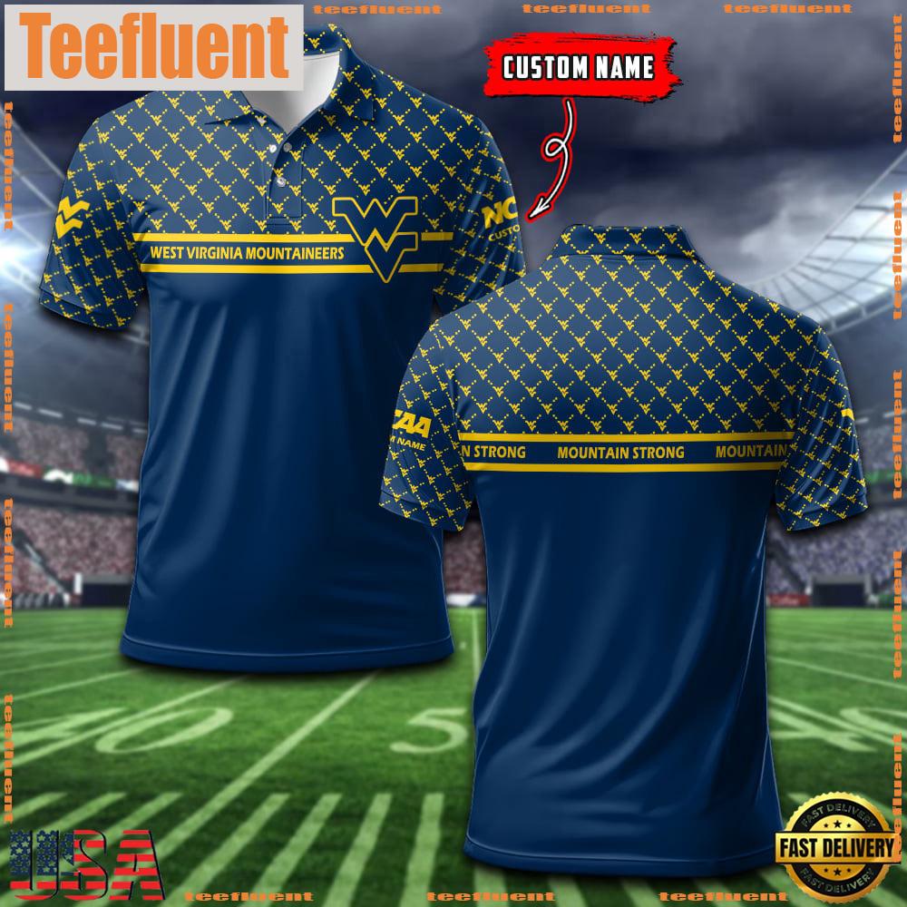 Custom NCAA West Virginia Mountaineers Team Logo Pattern Polo Shirt