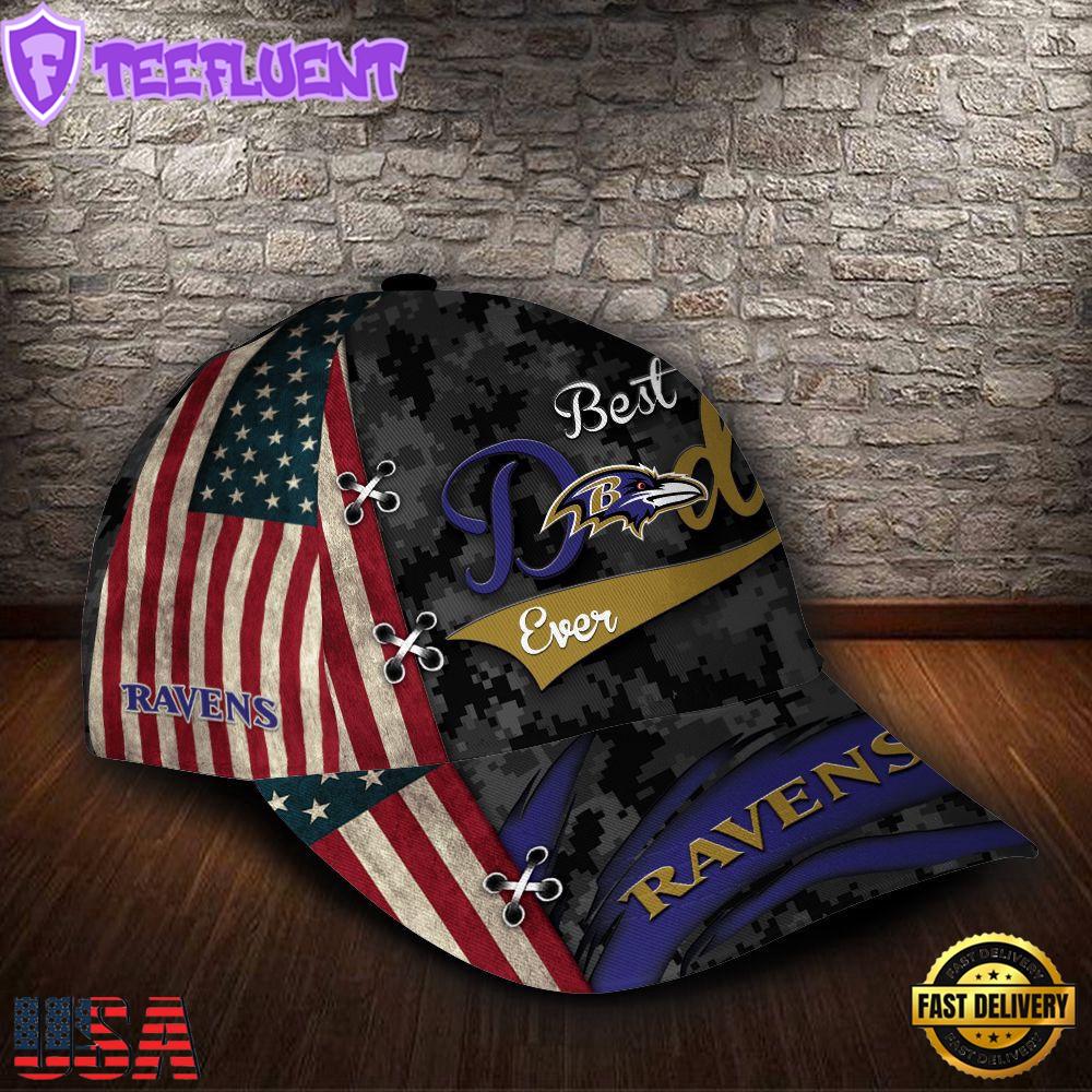 Custom Name NFL Baltimore Ravens Best Dad Camo Classic Cap Custom Name NFL Baltimore Ravens Best Dad Camo Classic Cap