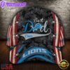 Custom NFL Detroit Lions Best Dad USA Flag All Over Print 3D Baseball Cap