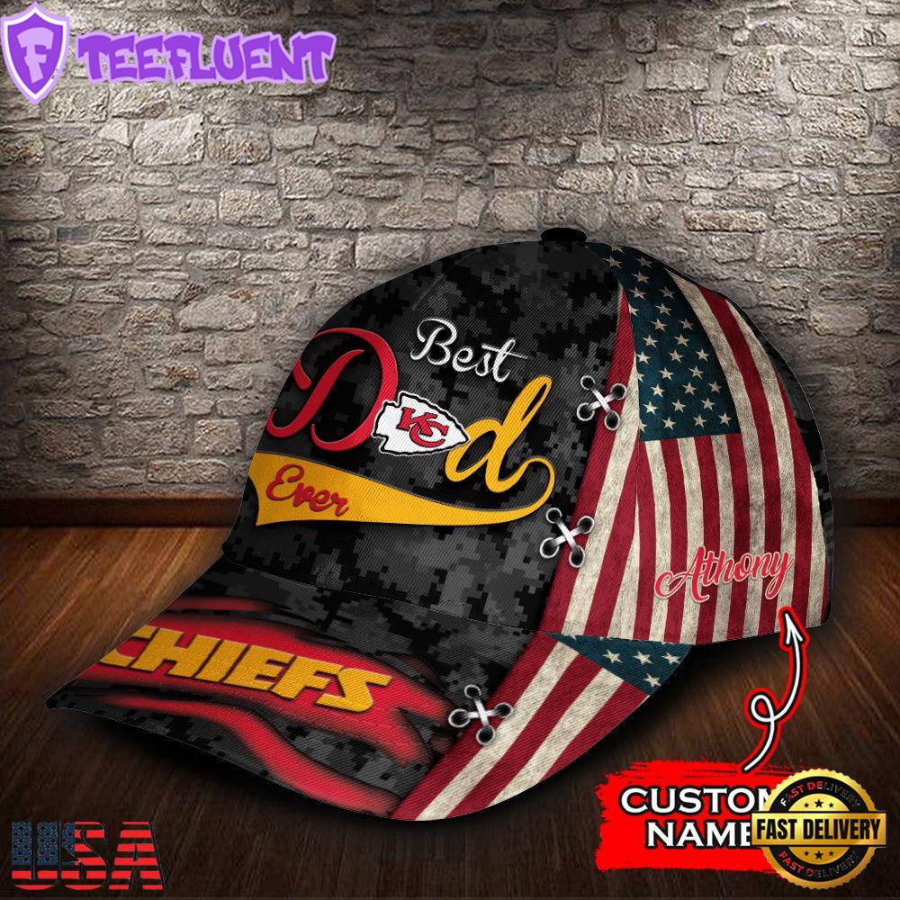 Custom Name NFL Kansas City Chiefs Best Dad Ever New Design Baseball Caps Custom Name NFL Kansas City Chiefs Best Dad Ever New Design Baseball Caps