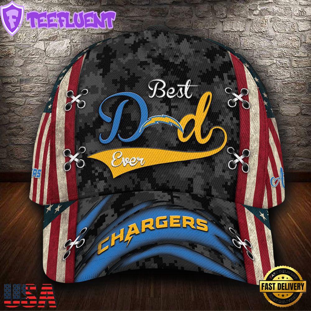 Custom NFL Los Angeles Chargers Best Dad USA Flag All Over Print 3D Baseball Cap
