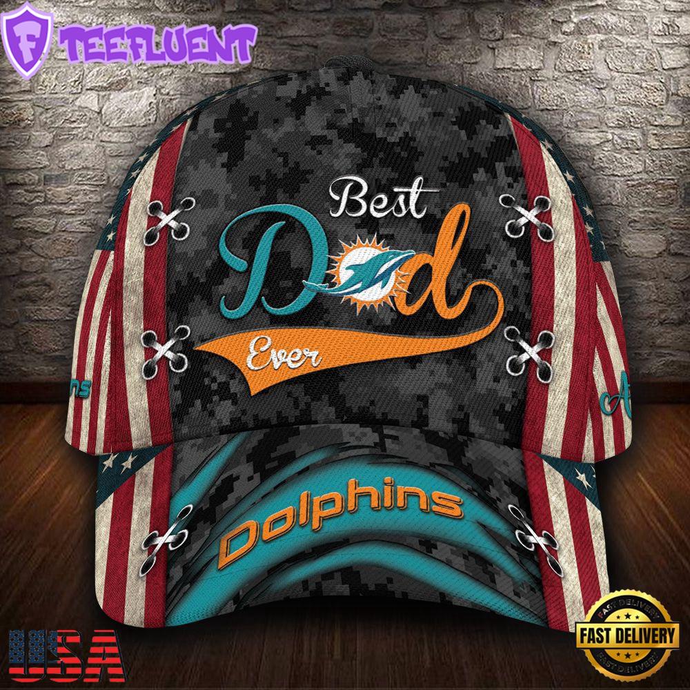 Custom NFL Miami Dolphins Best Dad Ever All Over Print 3D Classic Cap