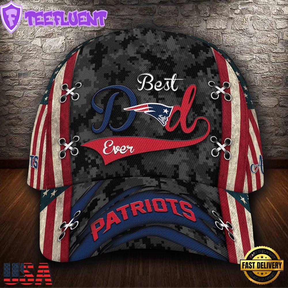 Custom NFL New England Patriots Best Dad All Over Print 3D Baseball Cap