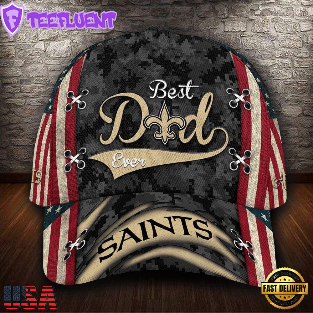 Custom NFL New Orleans Saints Best Dad USA Flag All Over Print 3D Baseball Cap