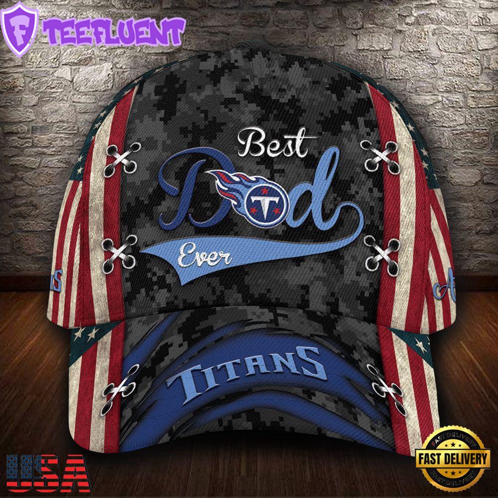 Custom NFL Tennessee Titans Best Dad Ever Camo Pattern All Over Print 3D Classic Cap